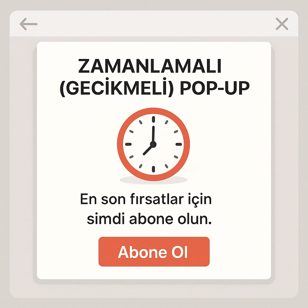 zamanlamalı gecikmeli pop-up